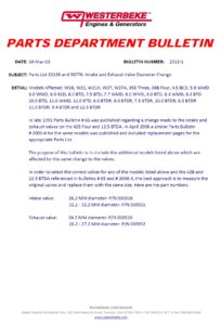 Westerberke Generator service Bulletin #2013-1