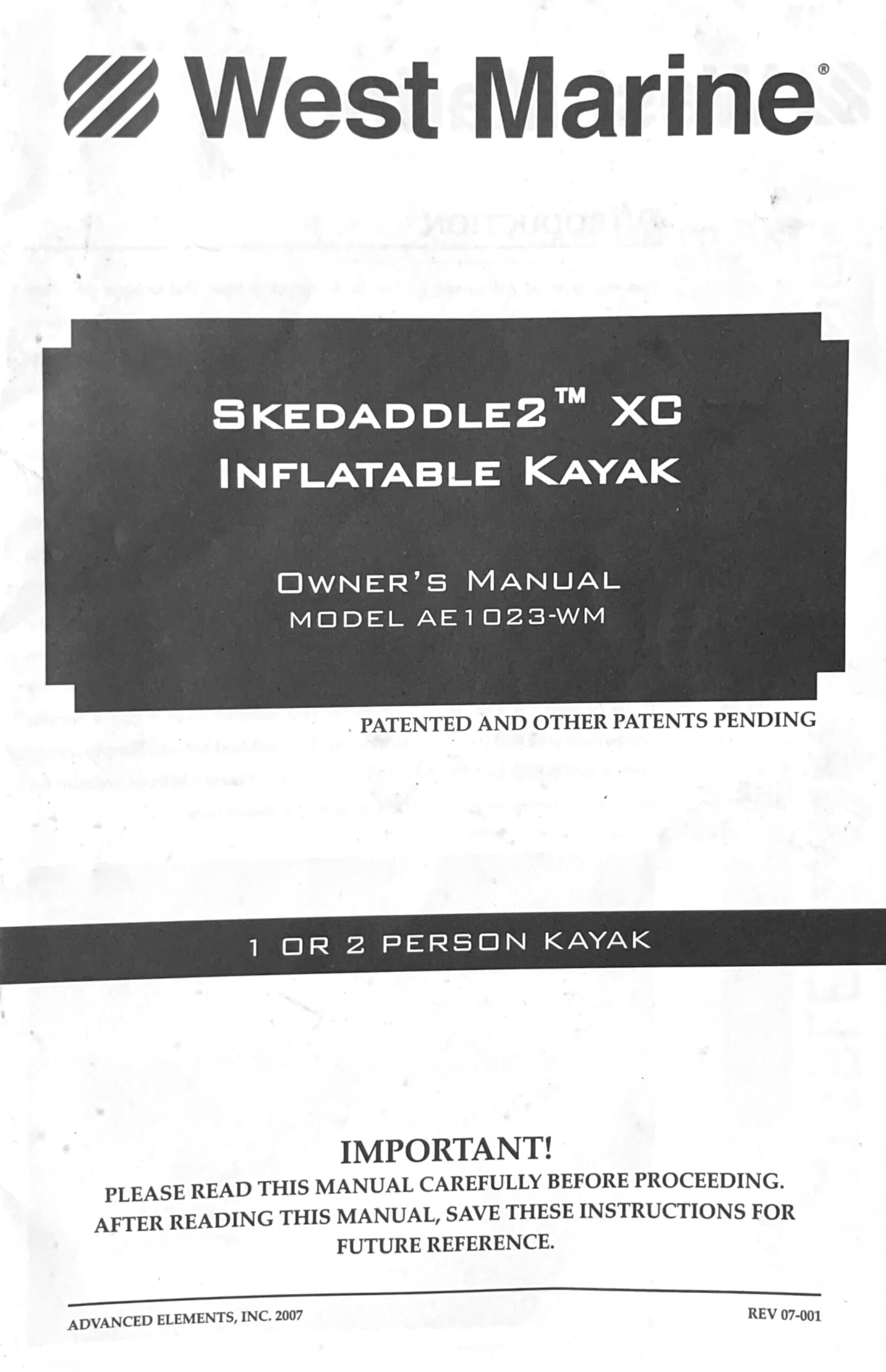 Skedaaddle2 XC Inflatable Kayak Manual